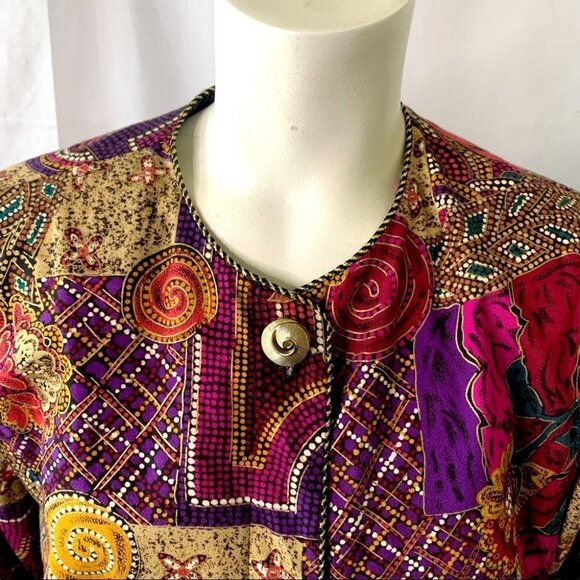 JOLIBEL PSYCHEDELIC BUTTON  DOWN SHIRT MULTICOLOUR TOP MULTICOLOUR BLOUSE MEDIUM - Picture 6 of 16
